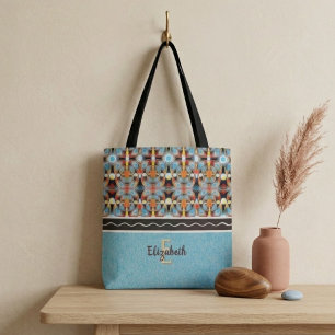 Bolsa Tote Luzes Etéricas Amarelas, Laranja, Azul e Preto