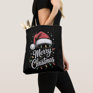 Bolsa Tote Luzes Feliz Natal Chapéu do Papai Noel Família do