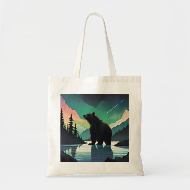 Bolsa Tote Luzes nortes de aurora aurora do urso pardo Juneau (Frente)
