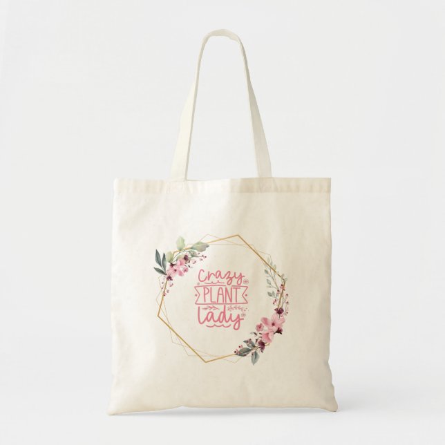 Bolsa Tote Má-dama de Plantas com borda floral (Frente)
