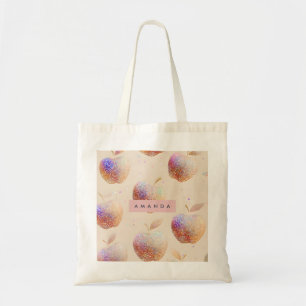 Bolsa Tote Maçã Brilhante Personalizada com Purpurina Fruta P