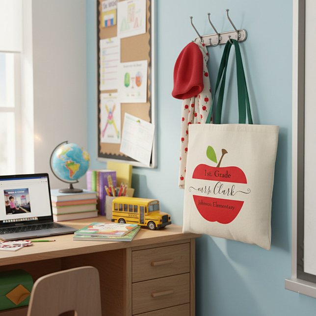 Bolsa Tote maçã de professor personalizada (Criador carregado)
