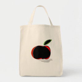 Bolsa Tote Maçã Escura – Ilustração Moderna de Frutas Minimal