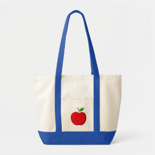 Bolsa Tote Maçã Vermelha com rosto feliz