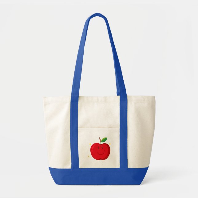 Bolsa Tote Maçã Vermelha com rosto feliz (Frente)