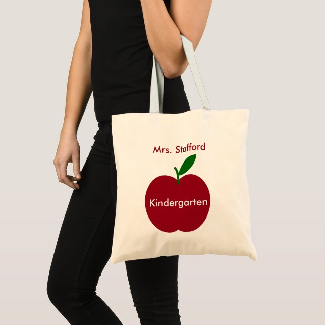 Bolsa Tote Maçã Vermelha e Verde Personalizada do Professor (Frente (produto))