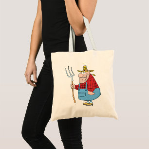 Bolsa Tote Macacão com Garfo e Chapéu de Palha de Fazendeiro