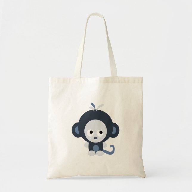 Bolsa Tote Macaco azul-bebê bonito (Frente)