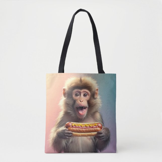 Bolsa Tote Macaco Bonito Com Cachorro (Frente)