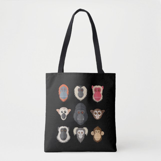 Bolsa Tote Macaco Chimpanzé Gorila Macaco-aranha Esquilo M (Frente)