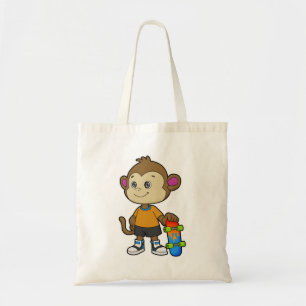 Bolsa Tote Macaco como skater com skate