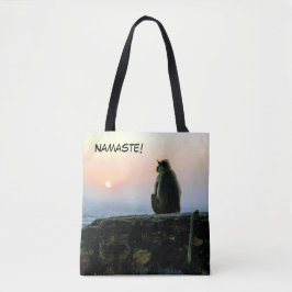 Bolsa Tote Macaco da ioga da meditação de Namaste em India no