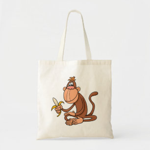 Bolsa Tote Macaco de desenho animado fofo com banana animal e