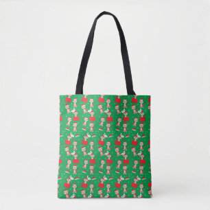 Bolsa Tote Macaco de Natal Padrão Santa Hat Vermelho Verde