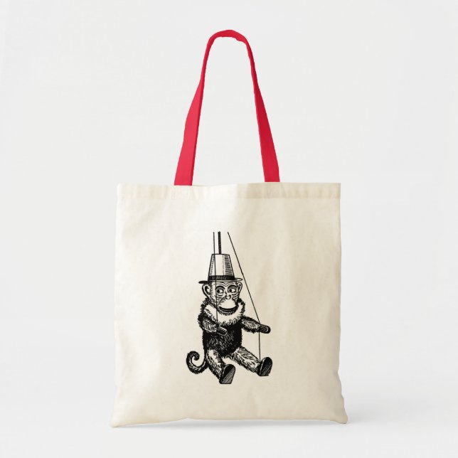 Bolsa Tote Macaco Em Um Saco De Toque De Corda (Frente)