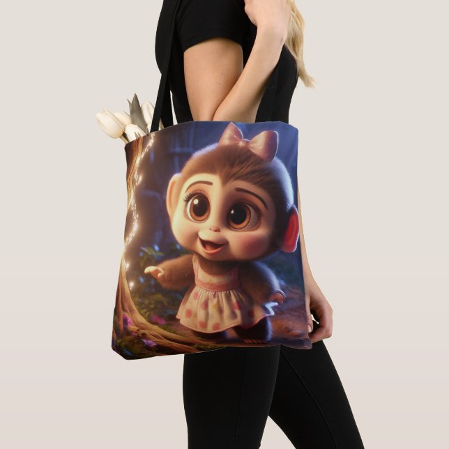 Bolsa Tote Macaco fofo vestido (Close Up)