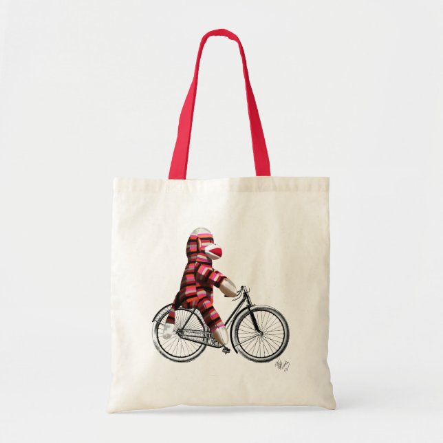 Bolsa Tote Macaco-meia na Bicicleta (Frente)