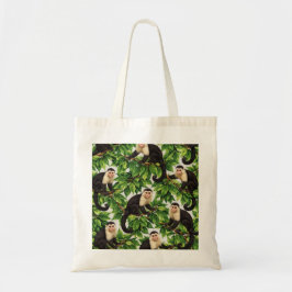 Bolsa Tote Macacos Capuchinhos em Folhas Tropicais Padrão de