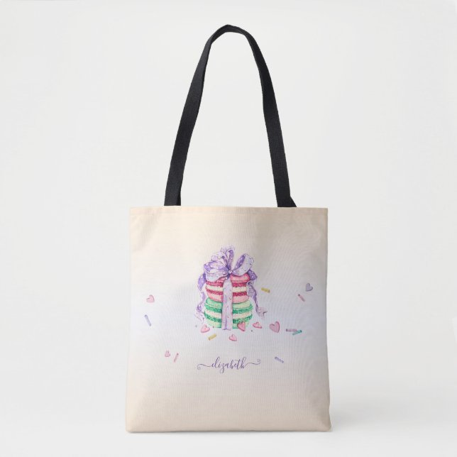 Bolsa Tote Macarons de aguarela modernos e fixes (Frente)