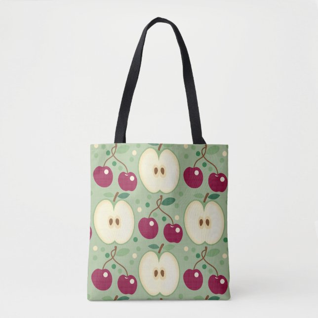 Bolsa Tote Maçãs Verdes E Cerejas Vermelhas Sag (Sage) (Frente)