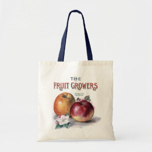 Bolsa Tote Maçãs Vintage com Flores Os Produtores De Frutas