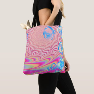Bolsa Tote MACRAME'- Imagem Abstrato colorido da Arte Fractal