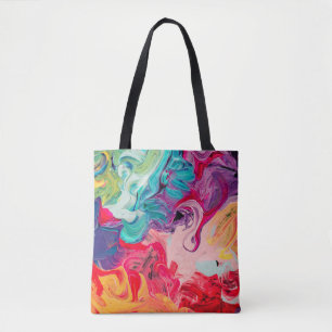Bolsa Tote macro feche a tinta de óleo de cor diferente. cor