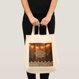 Bolsa Tote Madeira Rústica e Renda para o Casamento
