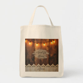 Bolsa Tote Madeira Rústica e Renda para o Casamento