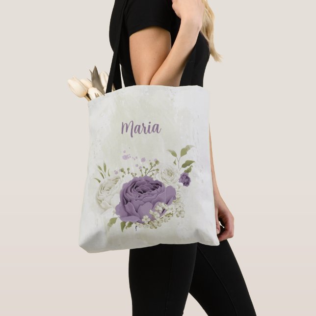 Bolsa Tote madeiras e flores brancas (Close Up)