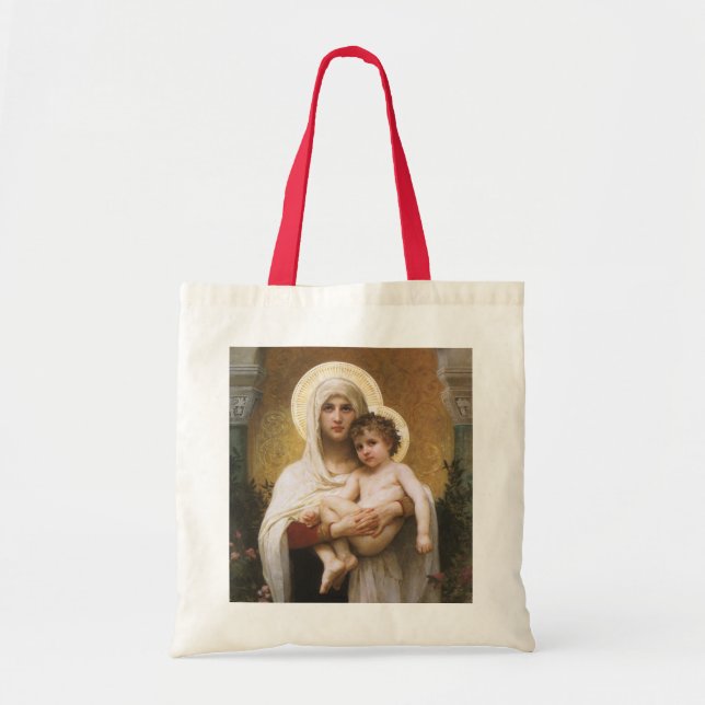 Bolsa Tote Madona dos Rosas de Bouguereau (Frente)