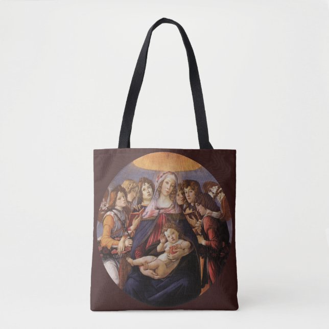 Bolsa Tote Madonna e Criança com Anjos por Sandro Botticelli (Frente)