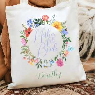 Bolsa Tote Madre de Flor Selvagem do Casamento Bride Script