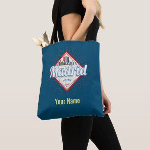 Bolsa Tote Madrid Espanha Capital Retro Skyline Vintage