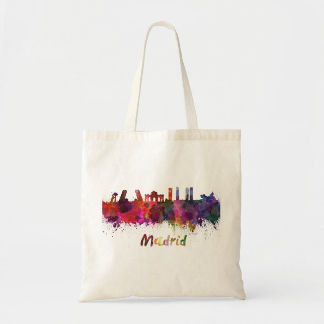Bolsa Tote Madrid skyline in watercolor (Frente)
