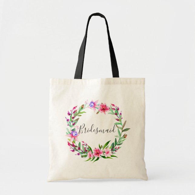 Bolsa Tote Madrinha. Casamento floral tropical de aquarela (Frente)