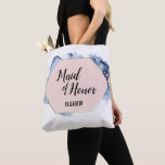 Bolsa Tote Madrinha de casamento Azul Dourado Cor Azul Cor-de<br><div class="desc">Dê um presente pensativo e na moda à sua madrinha de casamento com nossa Saco de Tote Personalizado com uma Design de Aquarela e de Tinta Álcool. Esta bolsa de tote não é apenas um acessório prático para os recursos de carregando; é uma lembrança especial que admite maravilhosamente o papel...</div>