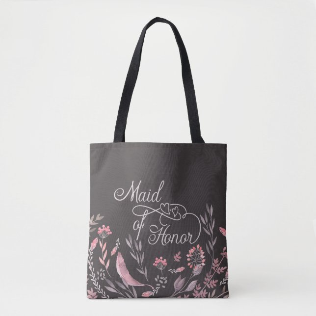 Bolsa Tote "Madrinha de casamento" Casamento Floral (Frente)