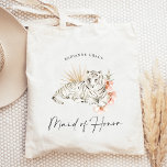Bolsa Tote Madrinha de casamento de Bachelorette Tropical Boh<br><div class="desc">Este design adorável e inspirado tropical adorável,  adorado com boho floral e tigres é perfeito para uma festa divertida!</div>