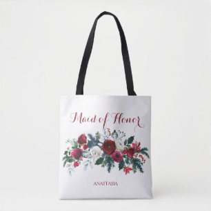 Bolsa Tote Madrinha de casamento de buquê de aquarela de peõe