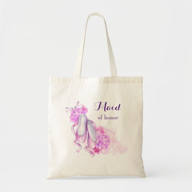 Bolsa Tote Madrinha de casamento de Calçados de Aquarela Rosa (Frente)