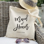 Bolsa Tote Madrinha de casamento de caligrafia<br><div class="desc">Confira mais de 100 estilos populares de sacos de tote de casamento da coleção "Bags de Tote de Casamento" do meu compro! sacos de tote de casamento, sacos de tote florais, sacos de tote florais, floral rústico, sacos de tote rústicos, nome, sacos de tote personalizados, sacos de tote de chá...</div>