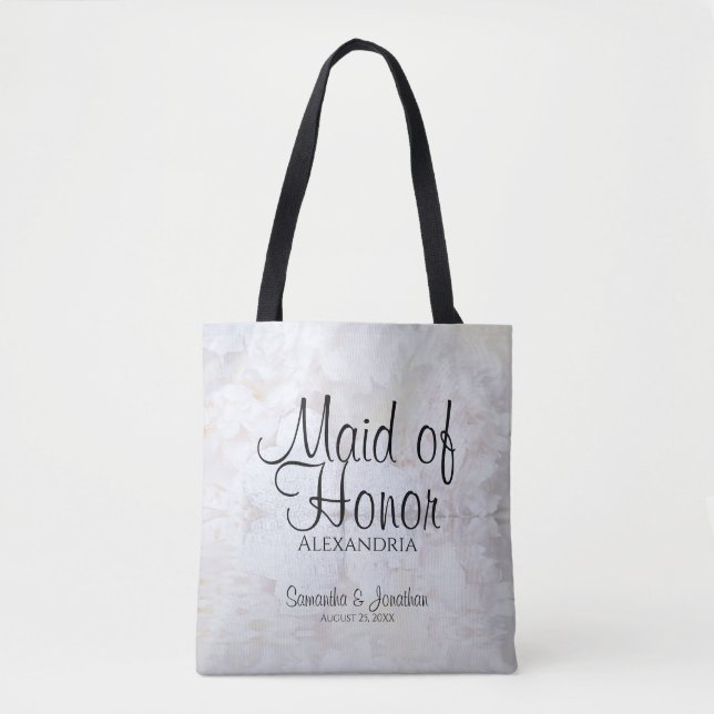 Bolsa Tote Madrinha de casamento de Casamento de Peões Branco (Frente)
