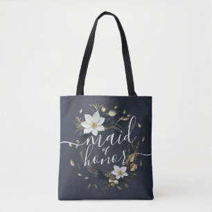Bolsa Tote Madrinha de casamento de Casamento Floral Dourado