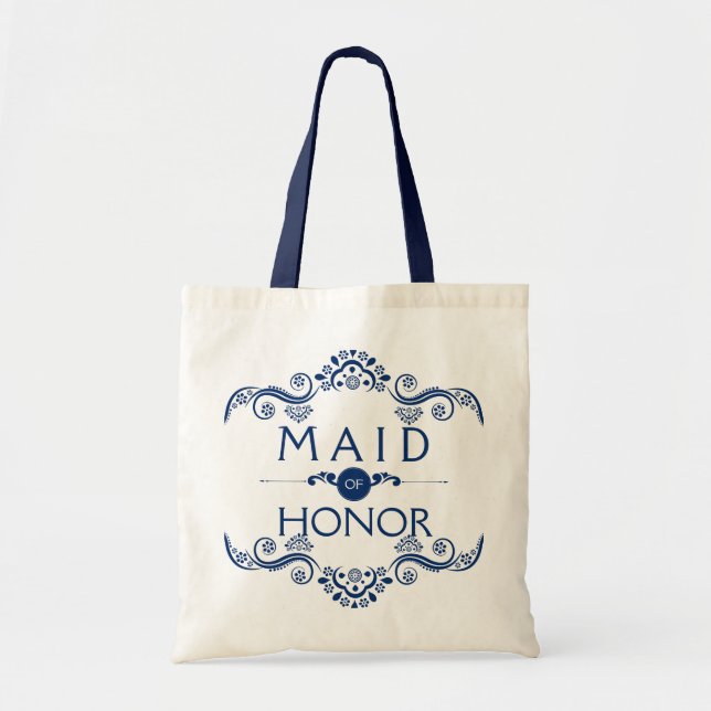 Bolsa Tote Madrinha de casamento de Quadro Decorativo Azul Re (Frente)