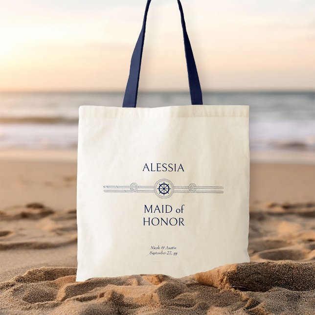 Bolsa Tote Madrinha de casamento do Presente do Partido Brida (Nautical wedding tote bag to personalize for anyone in your bridal party)