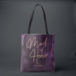 Bolsa Tote Madrinha de casamento Dourada Rosa de Aquarela Pur<br><div class="desc">Cor de água roxa escura e Rosa com letra de folha azul Dourada perfeita para sacos de cor de Madrinha de casamento monograma de queda ou Casamento no inverno com letra de texto alfanumérico de tendência! Verifique meu compro para ver toda a coleção de casamento com este design!</div>