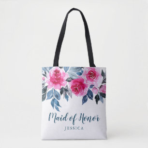 Bolsa Tote Madrinha de casamento floral da aguarela à moda