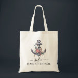 Bolsa Tote Madrinha de casamento Floral de Âncora Floral Náut<br><div class="desc">Consiga os sacos de tote para a festa de casamento. Todos vão adorar. Este saco de tote fofo tem flores macias em torno de uma âncora náutica e pode ser personalizado com o nome e o trabalho da pessoa.</div>