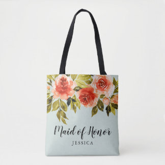 Bolsa Tote Madrinha de casamento Floral de Cor Verde da Mint